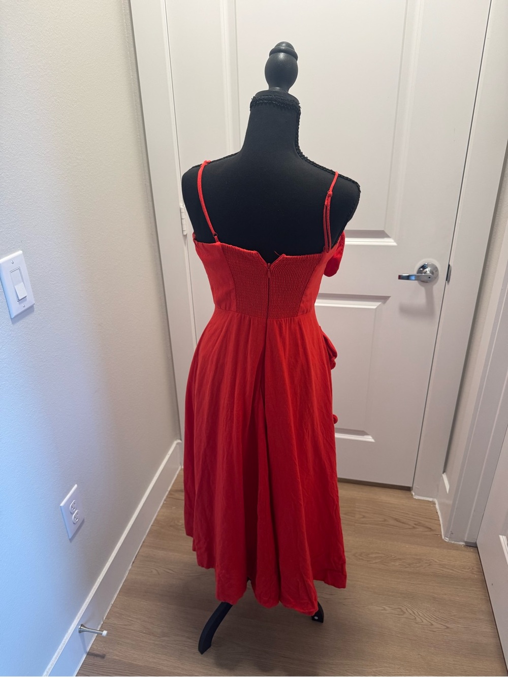 FARM Rio Red Spaghetti-Strap Midi Dress with Floral Detail - Picture 11 of 13